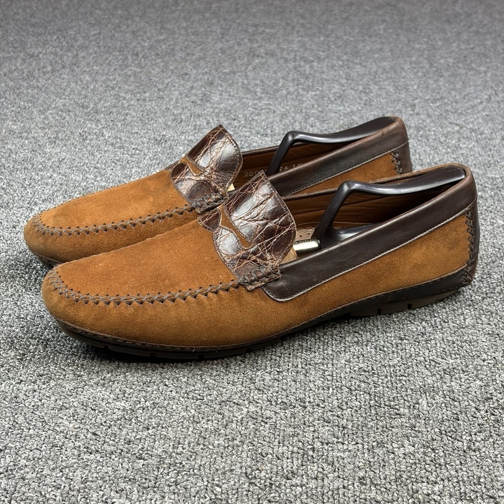 Moreschi Brown Suede Driving Loafers Size 10.5 Italy Penny Loafer Moccasin Shoes